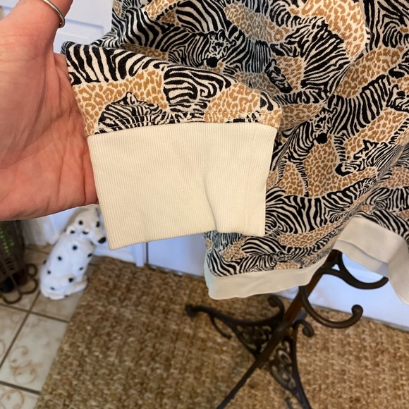 J Crew Safari Animal Print Zebra Print Sweatshirt LS L - Picture 4 of 7